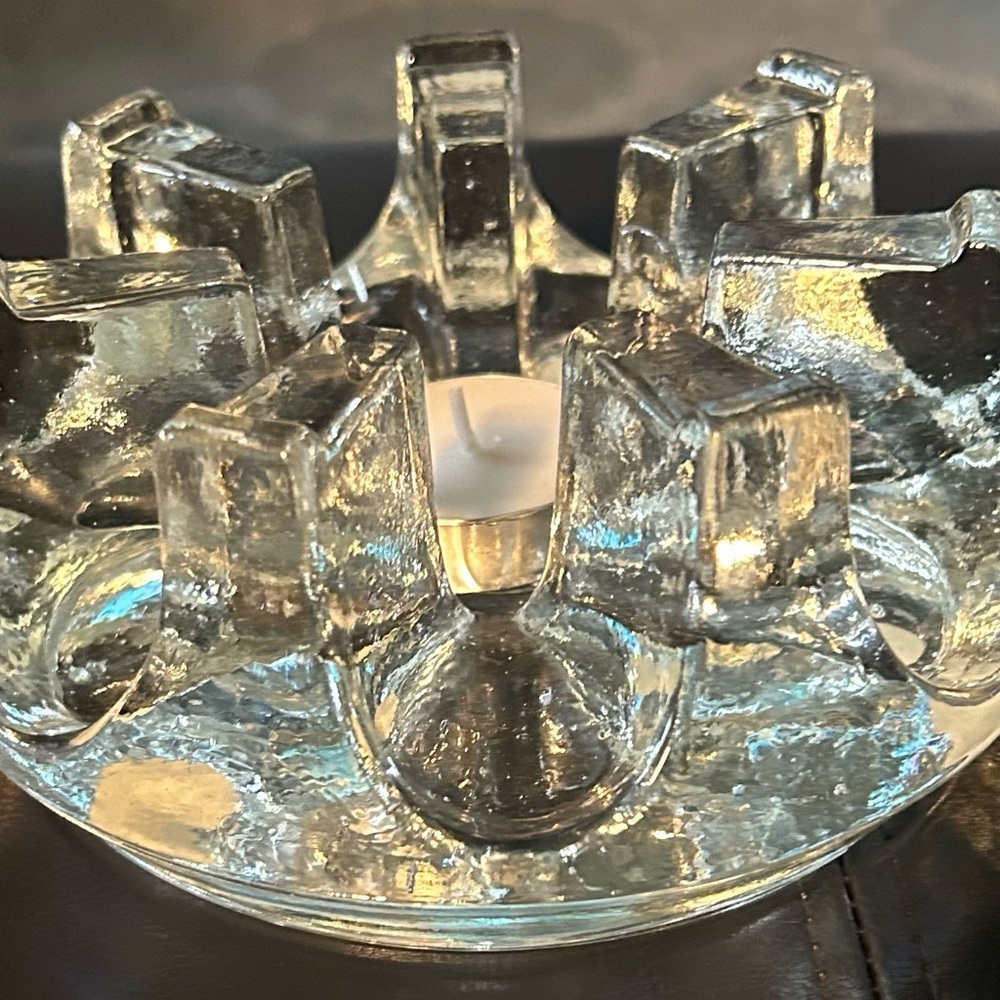 Vintage Chantel Clear heavy Glass Tealight warming Stand pot warmer